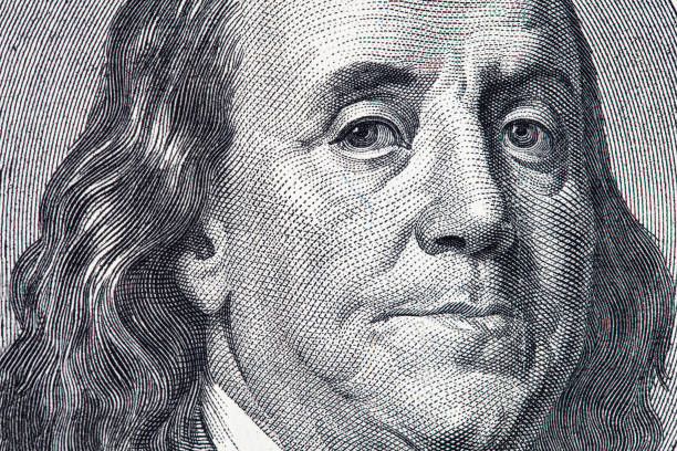 US banknote Presidents facial expressions. Benjamin Franklin. Suspicious.