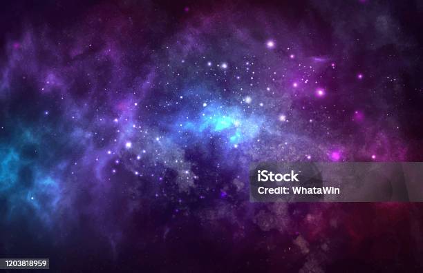 Illustrazione Cosmica Vettoriale Bellissimo Sfondo Spaziale Colorato Cosmo Ad Acquerello - Immagini vettoriali stock e altre immagini di Spazio cosmico