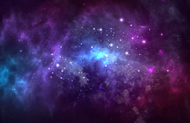 벡터 우주 그림입니다. 아름 다운 다채로운 공간 배경입니다. 수채화 코스모스 - star field space night astronomy stock illustrations