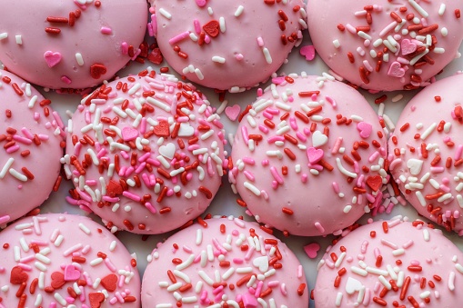 Close up of a pink cookies