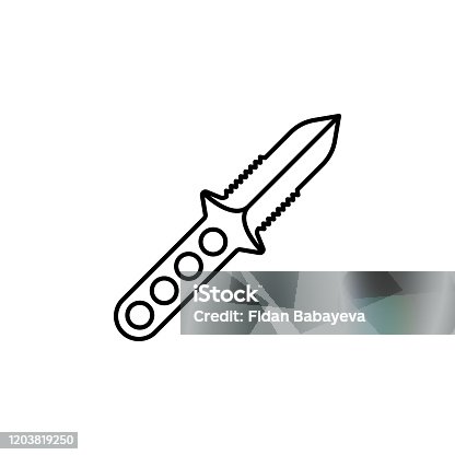 istock diving knife line icon on white background 1203819250