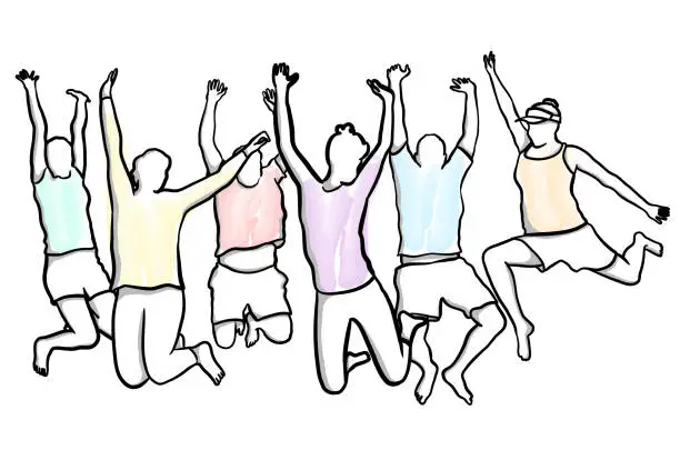 Vector illustration of Happy Bunch Jump