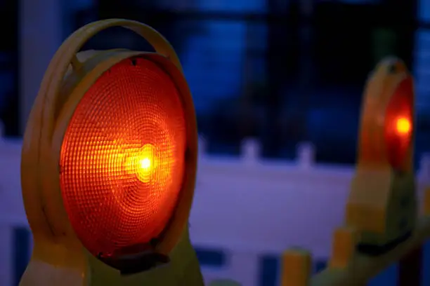 Photo of Warning lights on a construction site