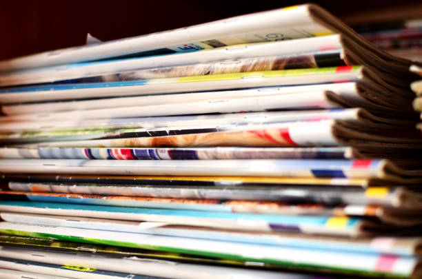istock Extensive collection with a lot of glossy multi-colored magazines 1203821535