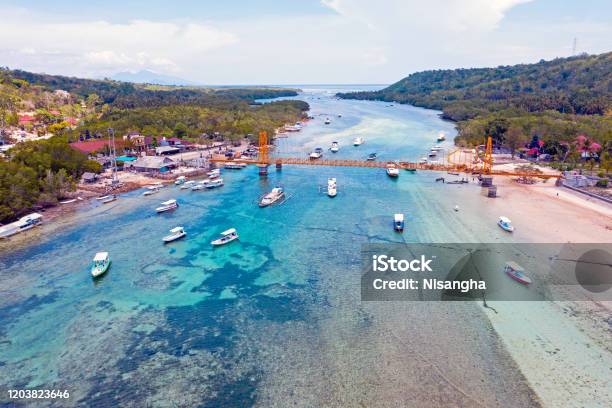 Aerial From The Yellow Bridge At Nusa Lembongan Bali Indonesia Stock Photo - Download Image Now