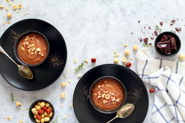 istock Chocolate smoothie with banana and nuts. Protein smoothie. 1203825134