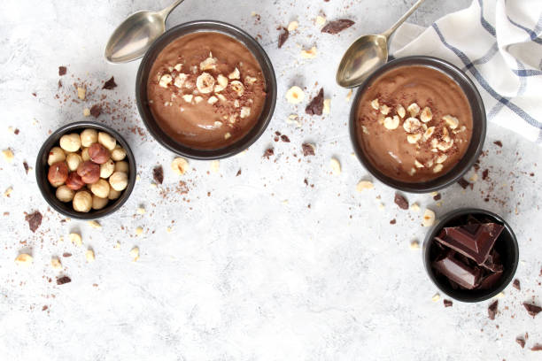 istock Chocolate smoothie with banana and nuts. Protein smoothie. 1203825236