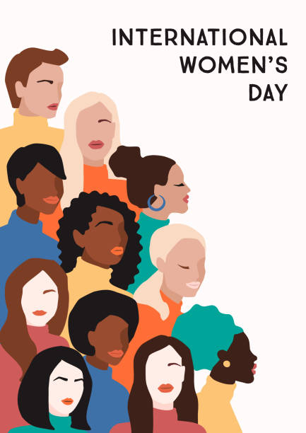 International Womens Day. Vector illustration of women with different skin colors. International Womens Day. Vector illustration of abstract women with different skin colors. Struggle for freedom, independence, equality. magazine cover illustrations stock illustrations