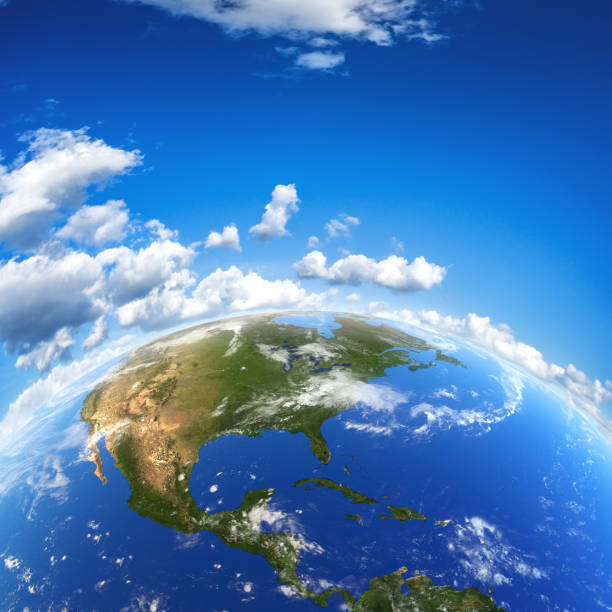 istock Earth and blue sky. Climate safety concept image. 1203830329