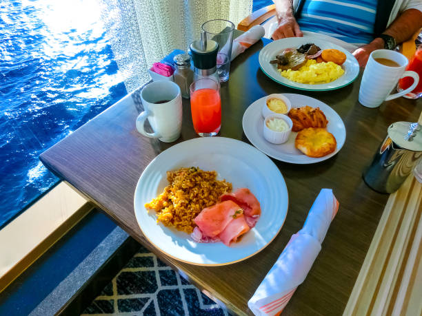 istock Dining Room Buffet aboard the luxury abstract cruise ship 1203831239