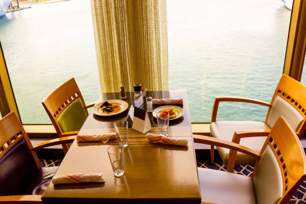 istock Dining Room Buffet aboard the luxury abstract cruise ship 1203831250