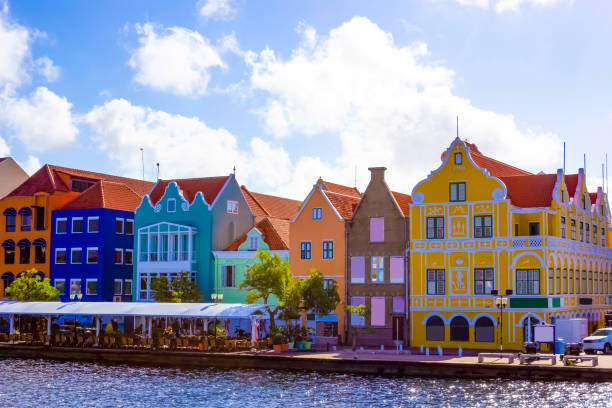 istock Willemstad, Curacao, Netherlands - Specific coloured buildings in Curacao 1203831410
