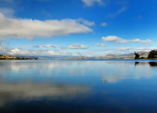 Beautiful Reflections On Lake Hume A Sunny Autumn Day With A Few Clouds