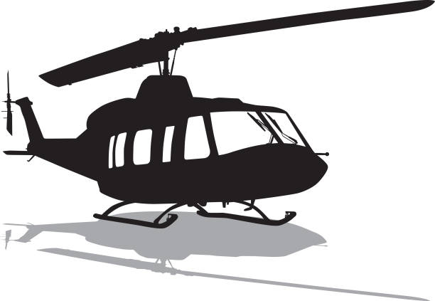 ilustrações, clipart, desenhos animados e ícones de silhueta de helicóptero com sombra 2 - transport helicopter