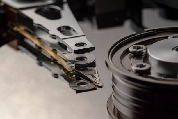 istock Closeup of an open computer hard drive 1203832734