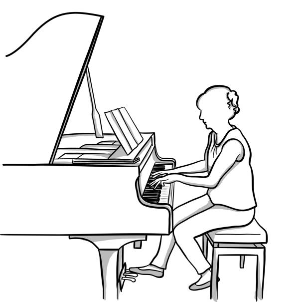 klavierspieler - piano pedal stock-grafiken, -clipart, -cartoons und -symbole