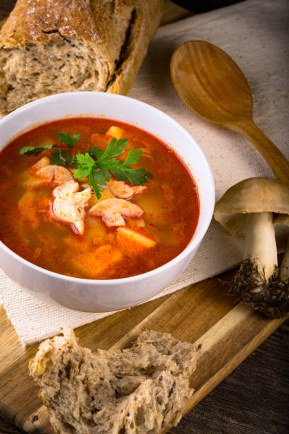 istock Fresh mushroom soup from calocybe 1203835399