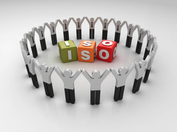 iso 버즈워드 큐브를 가진 픽토그램 팀워크 사람들 - 3d 렌더링 - figurine business circle communication 뉴스 사진 이미지