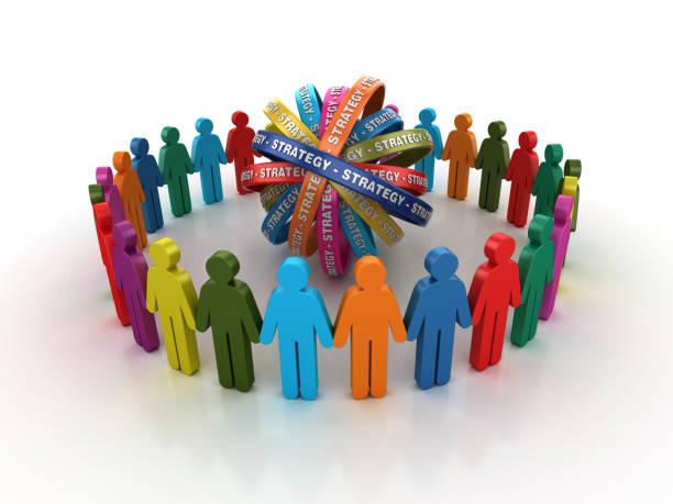 istock Pictogram Teamwork with STRATEGY Ribbons- 3D Rendering 1203836288