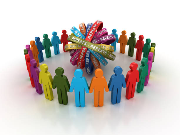 istock Pictogram Teamwork with REPEATS Ribbons- 3D Rendering 1203836419