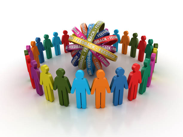istock Pictogram Teamwork with FEEDBACK Ribbons- 3D Rendering 1203836456