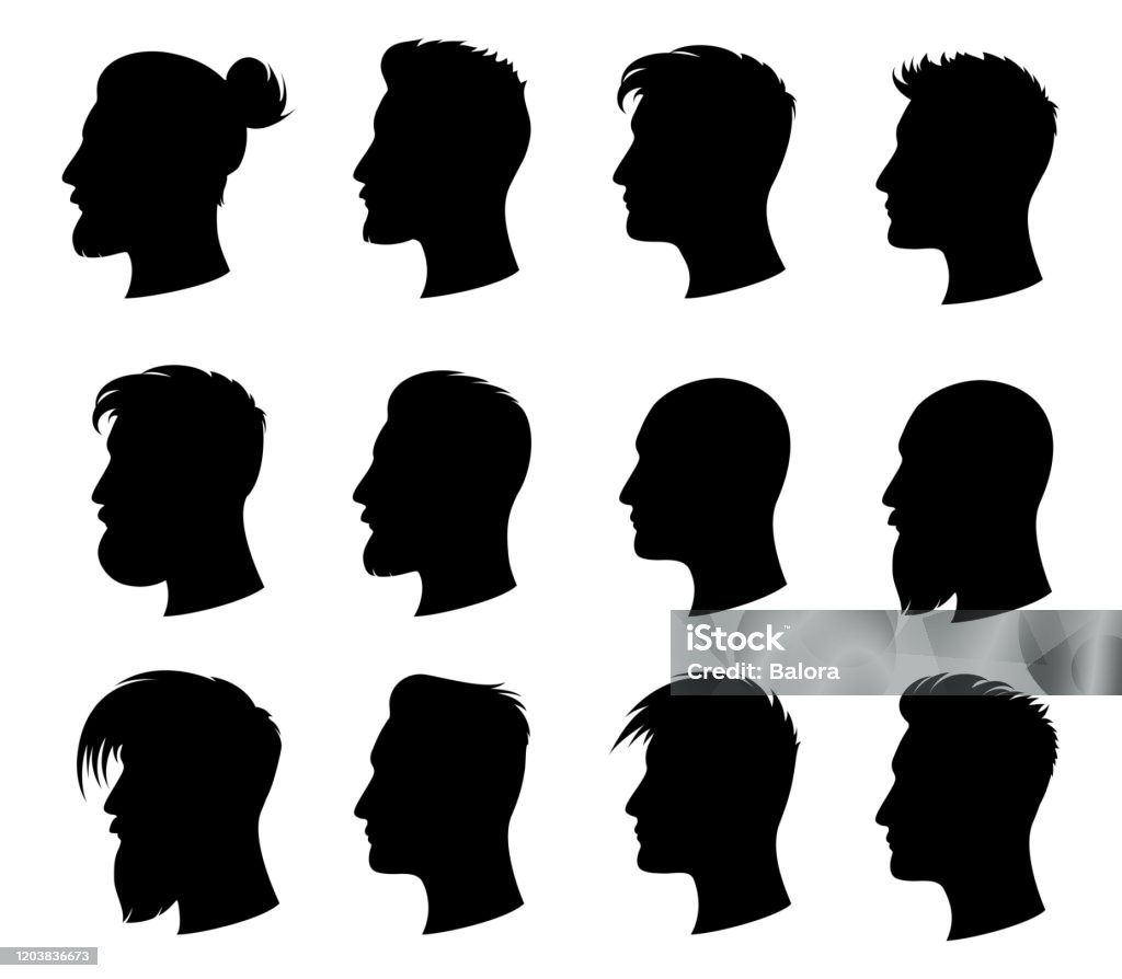 Hair Style Man Isolated Black Silhouette Stock Illustration - Download  Image Now - In Silhouette, Profile View, Men - iStock