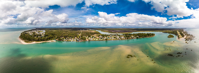 Aerial drone view of Beelbi Creek,  Hervery Bay, Queensland, Australia