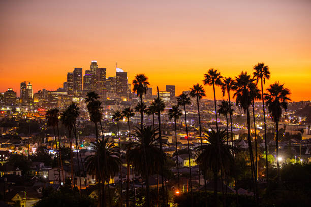 istock Los Angeles city skyline at sunset 1203840433