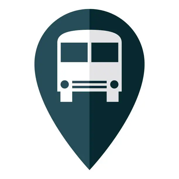 Vector illustration of Bus Route Map Pin Icon