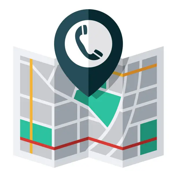 Vector illustration of Phone Map Pin Icon