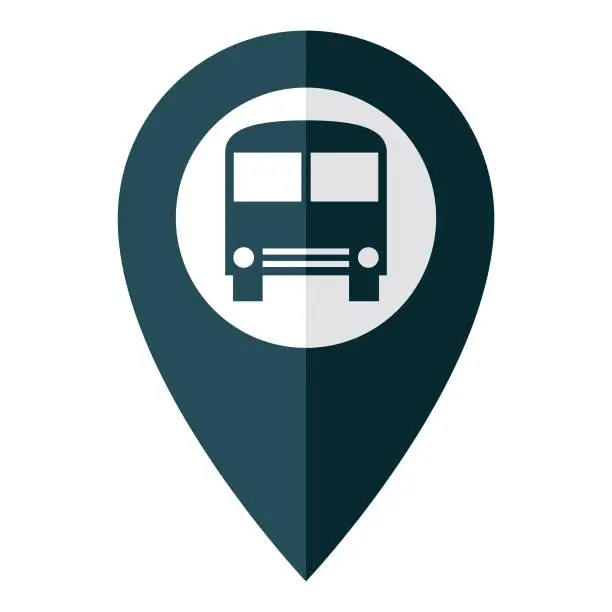 Vector illustration of Bus Route Map Pin Icon