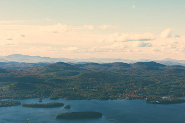 Lake George with a Fading, Bright Horizon stock photo