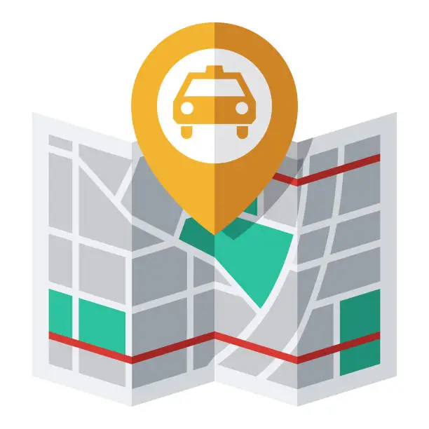 Vector illustration of Taxi Map Pin Icon