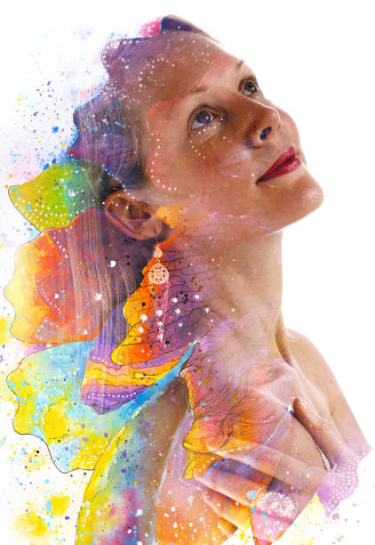istock Paintography. A portrait combined with a hand drawn element 1203848588