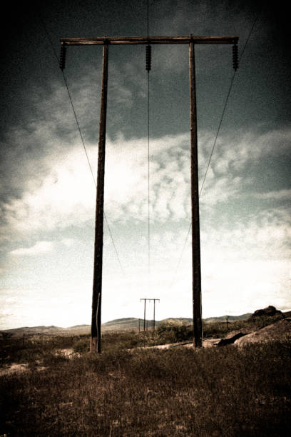 power lines near table rock - idaho landscape power equipment electricity pylon imagens e fotografias de stock