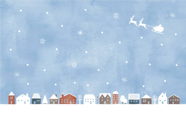 ilustraciones, imágenes clip art, dibujos animados e iconos de stock de ciudad de las nieves - winter snow non urban scene house