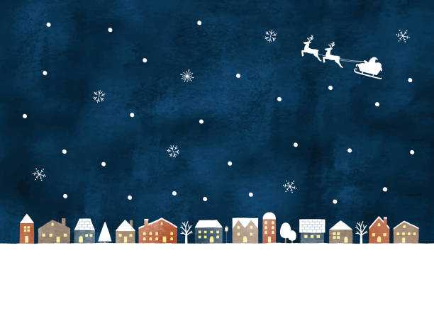 ilustrações de stock, clip art, desenhos animados e ícones de snow night town - christmas house