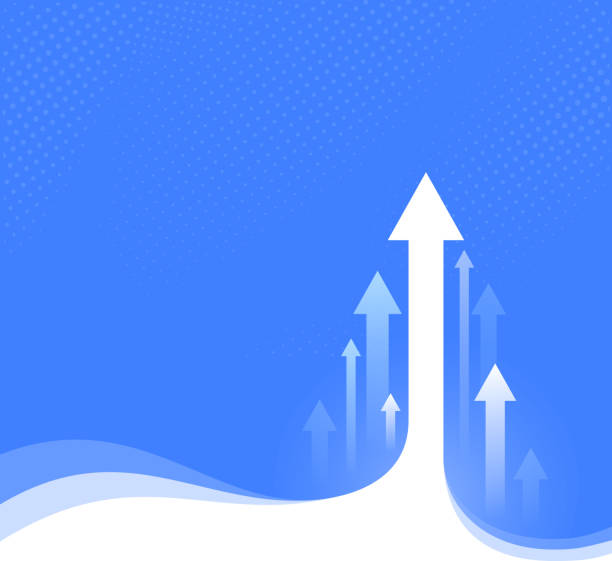 rising arrows rising arrows business technology background template kick off stock illustrations