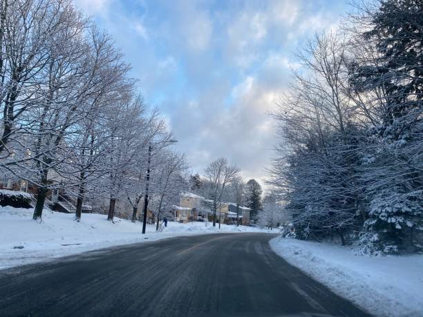 istock Winter morning road 1203864053