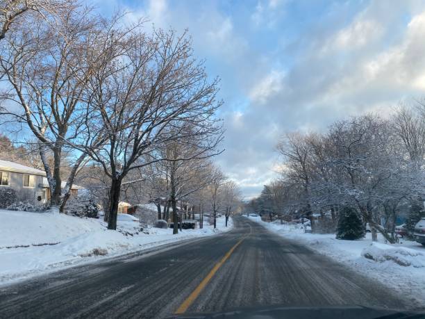 istock Winter morning road 1203864063