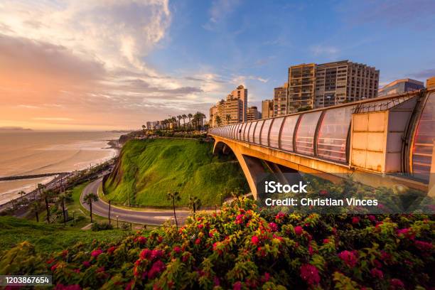 Villena Bridge In Miraflores District In Lima Peru Stock Photo - Download Image Now