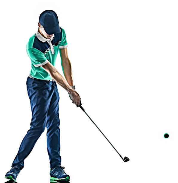 istock Man Golf golfer golfing isolated  white background 1203868776
