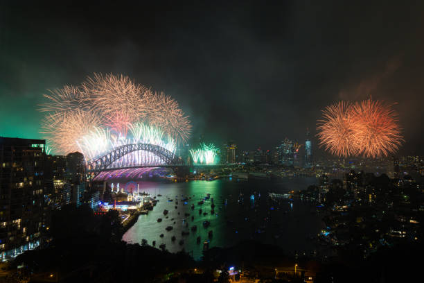 istock Orange colorful Sydney fireworks 1203874751