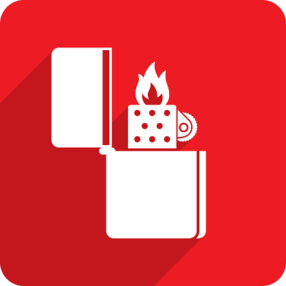Vector illustration of a red metal lighter icon in flat style.