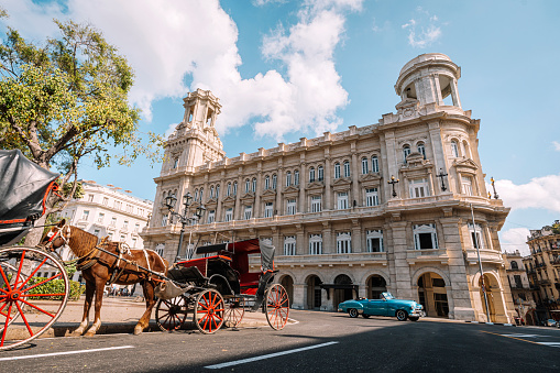 Traditional transportation with horse and carriage in Havana, Cuba