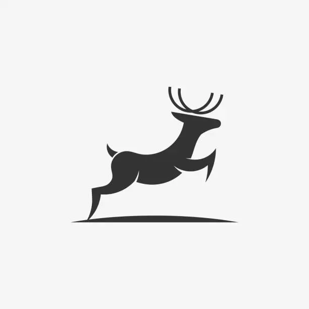 Vector illustration of Vector Illustration Deer Jumping Silhouette Style.