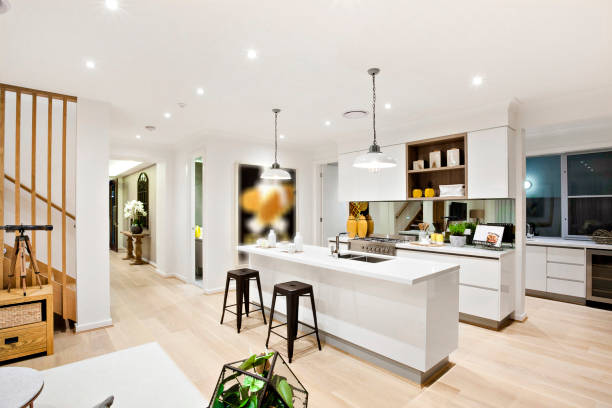 istock A Contemporary Style Kitchen With A Passage And A Staircase 1203883701