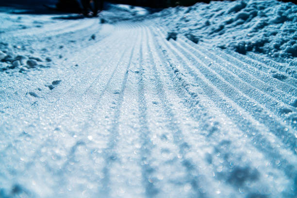 istock Freshly Groomed Snow On the Hiking Path 1203883713