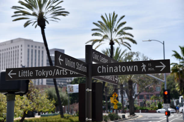 kierunkowe znaki wskazujące kierunek do chinatown, - chinatown zdjęcia i obrazy z banku zdjęć