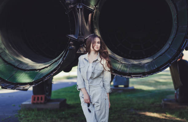 istock Woman model wearing military uniform 1203885655